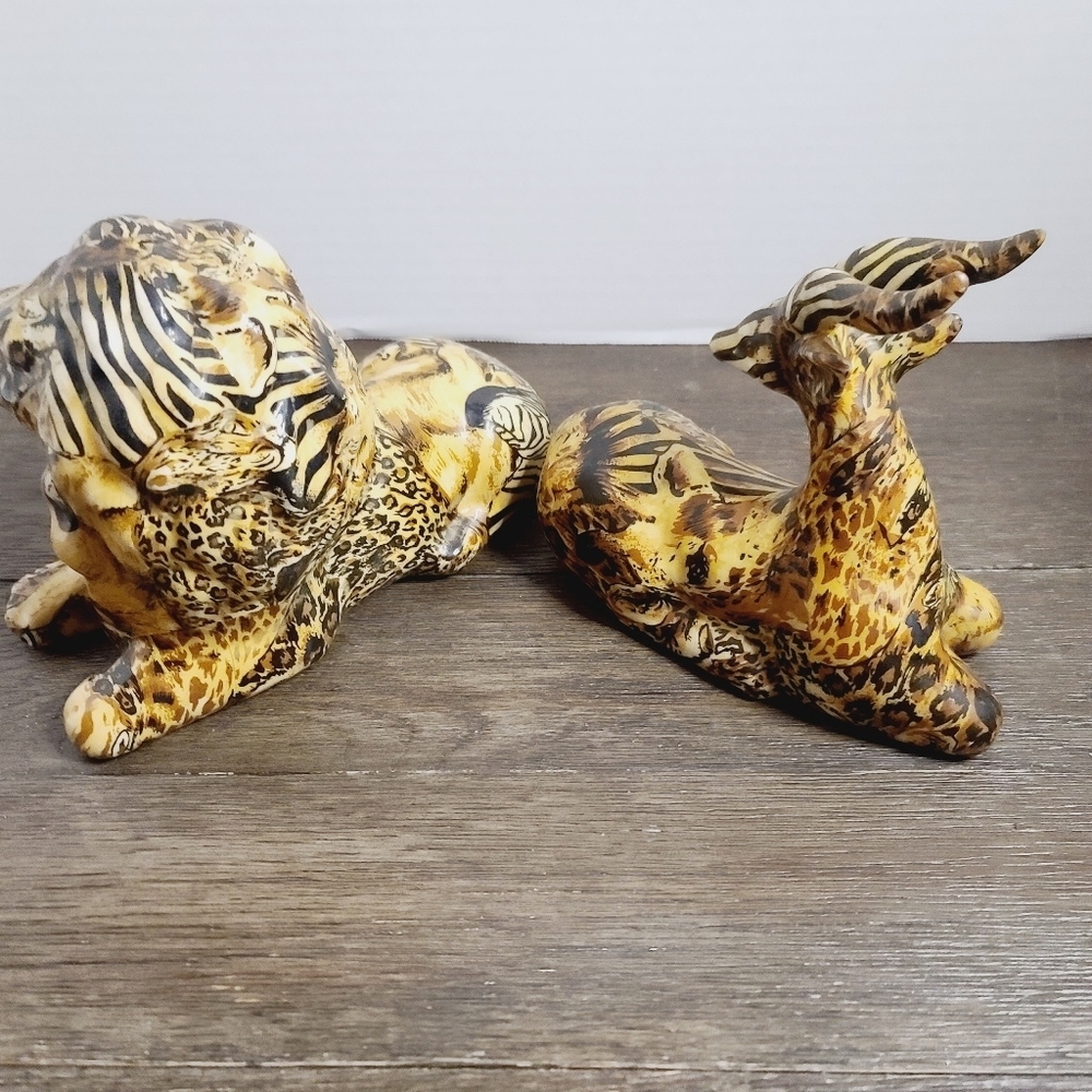 Vintage Yellow and Black Ceramic Animal Figurines
